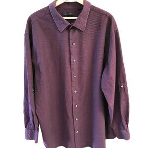 Synrgy Button-Down Cotton Shirt: Long Sleeves Heavyweight Dark Plum, Men’s XL